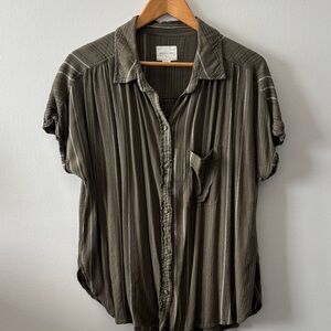 American Eagle Women’s Olive Green Striped Shirt